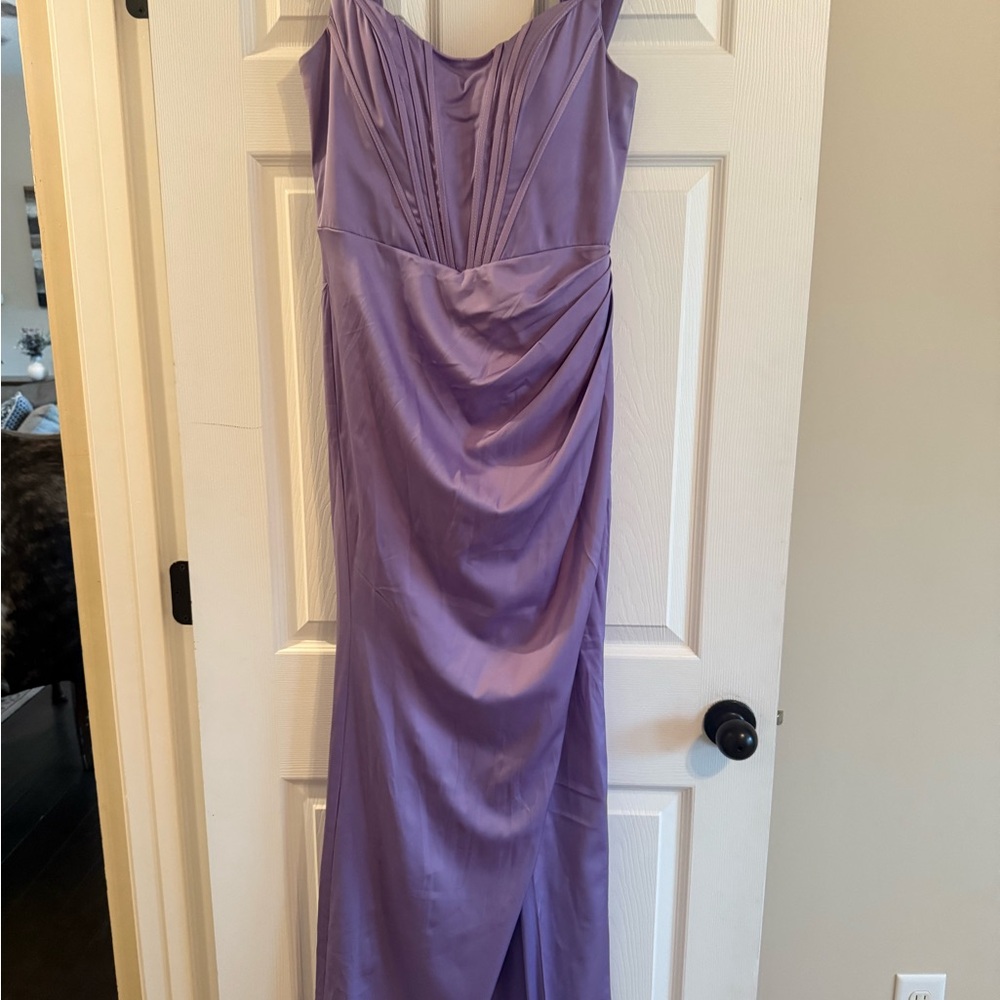 Lavender Strapless Evening Dress